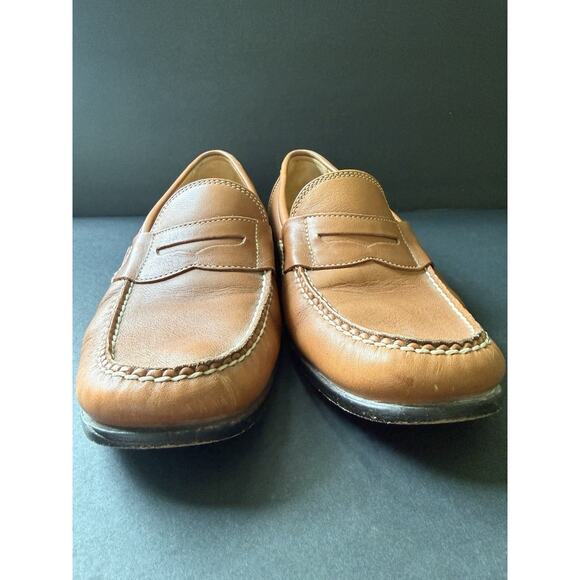 Tommy Bahama Mens Shoes Penny Loafers Leather Brown Carmel Size 10.5 Casual